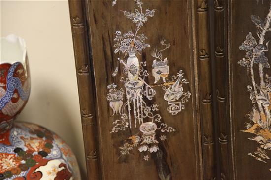 An early 20th century Chinese rosewood six fold screen